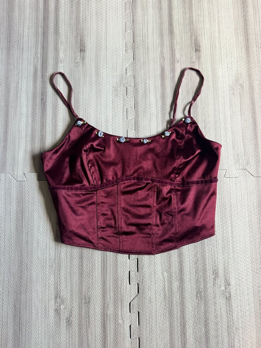NWT Wild Fable Women's Rosette Satin Corset Tank Top